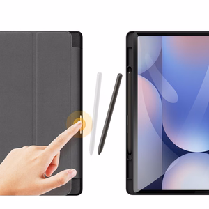 Dux Ducis Domo PU Ādas apvalks ar statīvu Samsung Tab S10+ / S9+ / S9 FE+ - melns