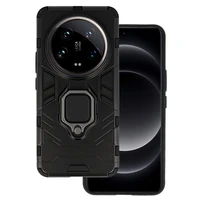 Gredzenveida bruņu viedtālruņa apvalks Xiaomi 14 Ultra melns