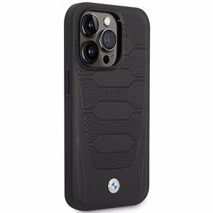 Viedtālruņa apvalks BMW BMHMP14L22RPSK iPhone 14 Pro 6.1" melns/melns ādas sēdekļu raksts MagSafe