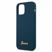 Guess GUHCP12SLSLMGBL iPhone 12 mini 5.4" zils/zils cietais apvalks Metal Logo Script