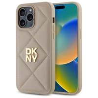 DKNY Quilted Stack Logo viedtālruņa apvalks iPhone 14 Pro - bēšs