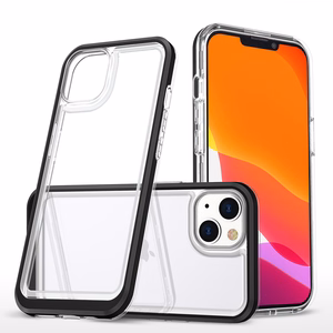 Caurspīdīgs 3in1 viedtālruņa apvalks iPhone 14 silikona vāciņš ar rāmi melns