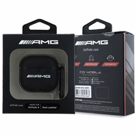 AMG ādas balts logotips viedtālruņa apvalks AirPods 4 - melns / balts