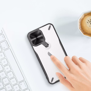 Nillkin Cyclops vāciņš iPhone 13 Pro - melns ar kameru aizsardzību un saliekamu statīvu