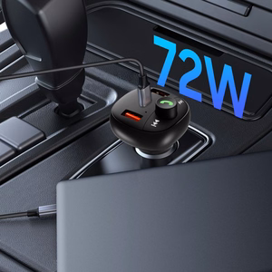 Tech-Protect CC06 3 portu PD72W auto lādētājs ar raidītāju - melns