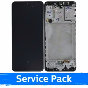 LCD displejs saderīgs ar Samsung A315 A31 melns ar rāmi (Service Pack)