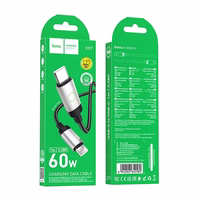 Kabelis USB C uz USB C Hoco 3A 60W 1 m X117 melns