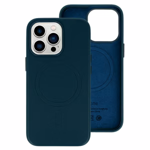 MagSafe Leather Case iPhone 15 Plus Navy