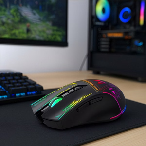Wozinsky WMGB-3200 bezvadu optiskā spēļu pele ar iebūvētu uzlādējamu akumulatoru 3200 DPI ar RGB apgaismojumu - melna