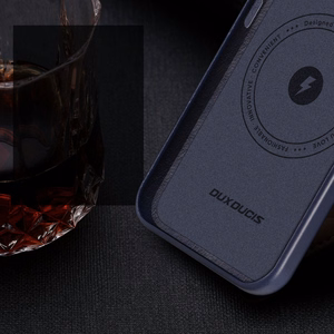 Dux Ducis Naples iPhone 14 Plus magnētiskais ādas apvalks MagSafe zils