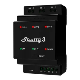 Shelly Pro 3 DIN sliedes 3 kanālu relejs, WiFi/LAN