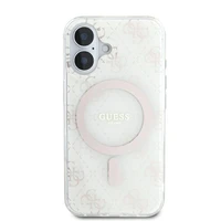 Guess IML 4G fons Magnētiskais viedtālruņa apvalks iPhone 16 - balts