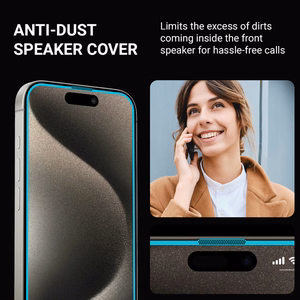 Crong Anti-Bacterial 3D Armor Glass pretmikrobu 9H rūdīta stikla ekrāna aizsargs ierīcei iPhone 15 Pro Max ar līmi pa visu virsmu un uzstādīšanas rāmi