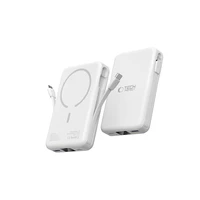 Tech-Protect LifeMag PB31 portatīvais lādētājs ar MagSafe 10000mAh 15W USB-C / USB-A / iebūvētu USB-C / Lightning kabeļiem - balta
