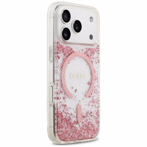 Guess Resin Bottom Glitter MagSafe maciņš, paredzēts iPhone 18 Pro Max / 17 Pro Max, rozā