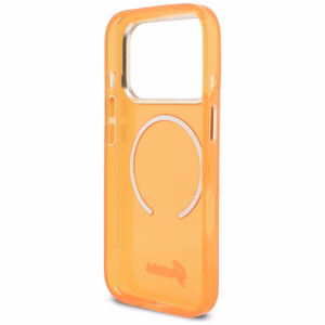 Guess IML Script Metal MagSafe Maciņš for iPhone 17 Pro - oranžs