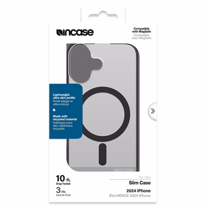 Incase Slim Case vāciņš ar MagSafe iPhone 16 tālrunim, caurspīdīgs melnā krāsā