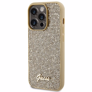 Guess Disko Metāla Uzraksts viedtālruņa apvalks iPhone 15 Pro - zelta