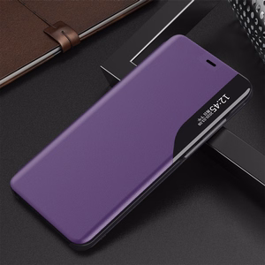 Eco Leather View Case elegants grāmatas tipa viedtālruņa apvalks ar statīvu iPhone 13 Pro Max violets