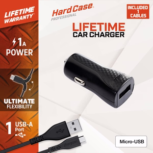 Energizer HardCase DC1ALMCM auto lādētājs, USB-A, 1 A, ar Micro-USB kabeli, melns