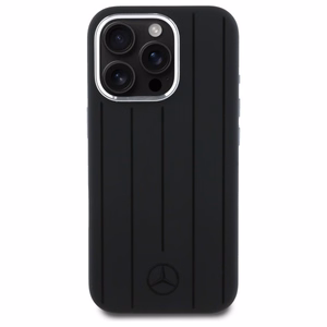 Mercedes Silicone Vertical Tonal Stripes MagSafe Case for iPhone 16 Pro Max - Black