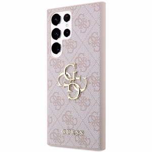 Guess GUHCS23L4GMGPI S23 Ultra S918 rozā/rozā cietais apvalks 4G Liels Metāla Logotips