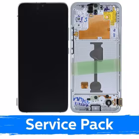 LCD displejs saderīgs ar Samsung A908 A90 5G 2019 balts ar rāmi (Service Pack)