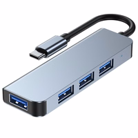 HUB Tech-Protect V1 4in1 USB-C - 3x USB-A 2.0 / USB-A 3.0 - pelēks