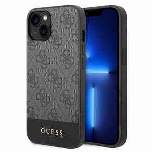 Guess 4G Stripe Collection maciņš iPhone 14 / 15 Plus pelēks