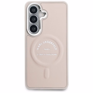 Karl Lagerfeld Embossed Ring RSG Logo MagSafe maciņš Samsung Galaxy S26 rozā