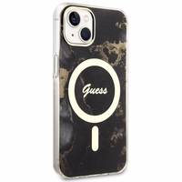 Guess GUHMP14MHTMRSK iPhone 14 Plus 6.7" Viedtālruņa apvalks melns/melns zelta marmora Magnētiskais