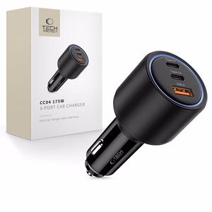 CC04 3 portu auto lādētājs PD175W - melns