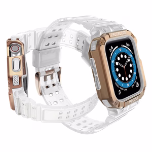 Protect siksniņa Apple Watch 38/40/41mm bruņots apvalks siksniņa - caurspīdīgs, rozā zelts