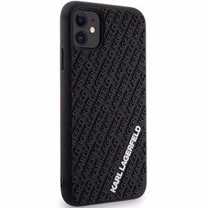 Karl Lagerfeld KLHCN613DMKRLK iPhone 11 / Xr 6.1" melns/melns cietais apvalks 3D Gumijas Multi Logotips