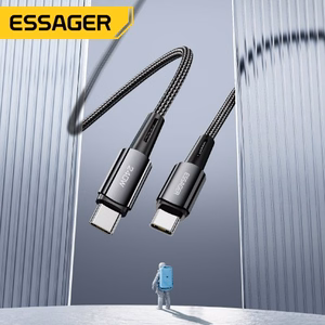 USB kabelis Essager Ultra tumši pelēks Type-C / Type-C 100cm (līdz 240W!!!)