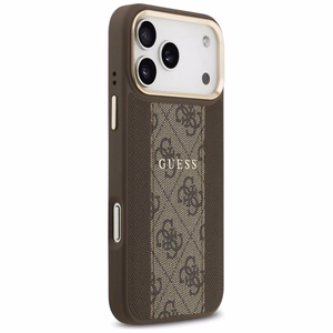 Guess 4G Stripe Magnētiskais viedtālruņa apvalks iPhone 17 Pro Max - brūna