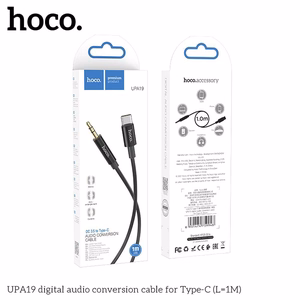 AUX kabelis Jack 3,5 mm uz USB C Hoco 1 m UPA19 melns