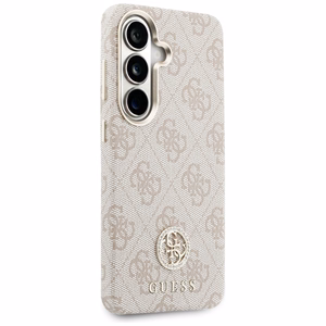 Guess maciņš 4G Rhinestone Round Logo MagSafe priekš Samsung Galaxy S26 Plus rozā