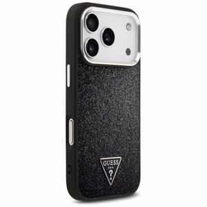 Guess Mirdzošs Trīsstūra Logotips Magnētiskais viedtālruņa apvalks iPhone 17 Pro - melns