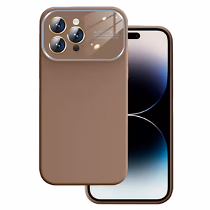 Soft Silicone Lens Case for iPhone 15 Plus Brown