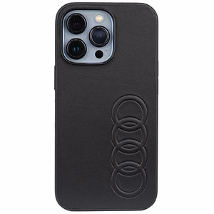 Audi sintētiskās ādas viedtālruņa apvalks iPhone 13 Pro / 13 6.1" melns/melns cietais apvalks AU-TPUPCIP13P-TT/D1-BK