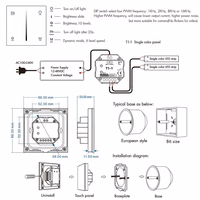 Skārienpaneļa dimmers T1-1, 12-48VDC, 2 kanāli
