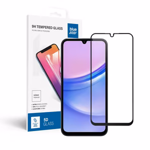 Aizsargstikls Blue Star - SAMSUNG A15 5G visu ekrānu (ar rāmi, mazā izmērā) - melns