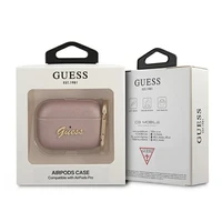 Guess GUAPSASMP Vāciņš AirPods Pro rozā Saffiano Script Metal kolekcija