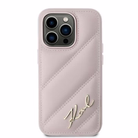 Karl Lagerfeld Diagonal Quilted Script viedtālruņa apvalks iPhone 14 Pro Max - rozā
