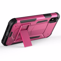Zizo Hybrid Transformer Cover - Tough Cover iPhone X with Kickstand (Hot rozā/melns)