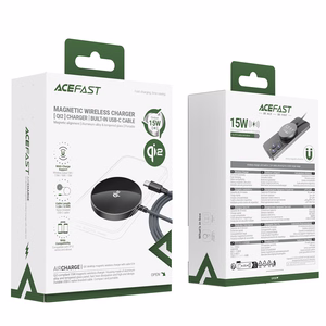 Acefast E24 Qi2 15W magnētiskais induktīvais lādētājs ar 1.2m USB-C kabeli - melns