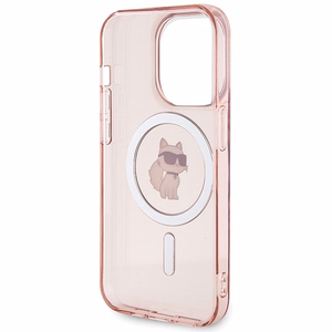 Karl Lagerfeld IML Choupette magnētiskais viedtālruņa apvalks iPhone 15 Pro - rozā