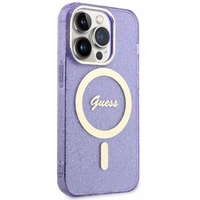 Guess GUHMP14LHCMCGU iPhone 14 Pro 6.1" violets/violets cietais apvalks Spīdumi Zelts MagSafe