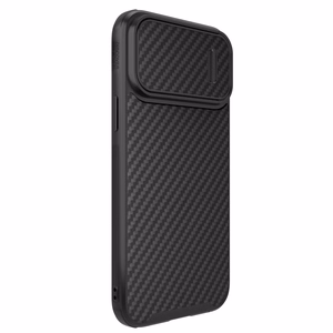 Nillkin Synthetic Fiber S viedtālruņa apvalks iPhone 14 Pro Max ar kameras vāciņu, melns